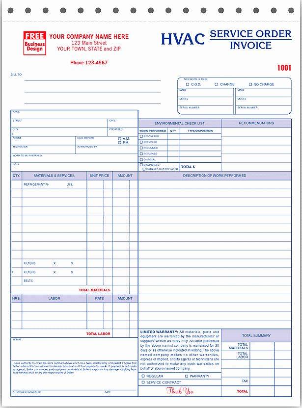 Air Conditioning Invoice Sample - HVAC Invoice Template Free