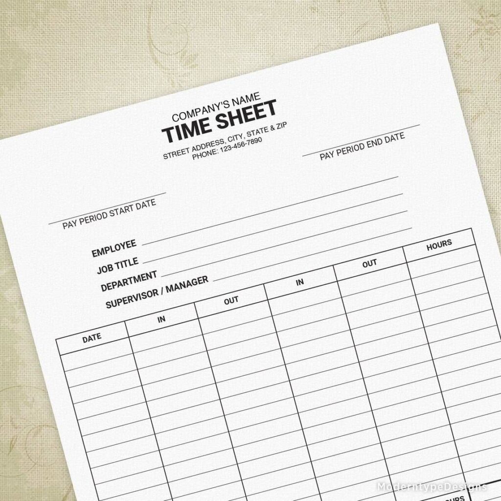 Company Timesheet Software, Sample Time Sheets To Print