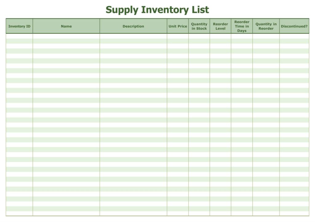 Inventory Monitoring Excel Template, Sample Inventory Sheet