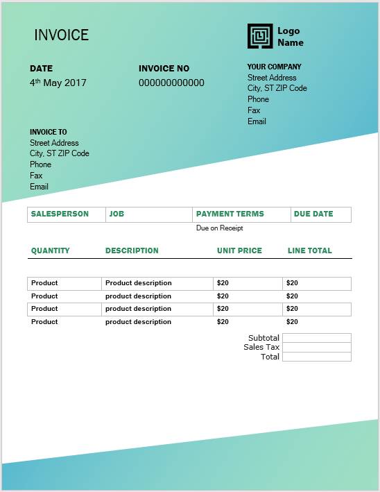 Invoice Template Word - Word Document Invoice Template Free