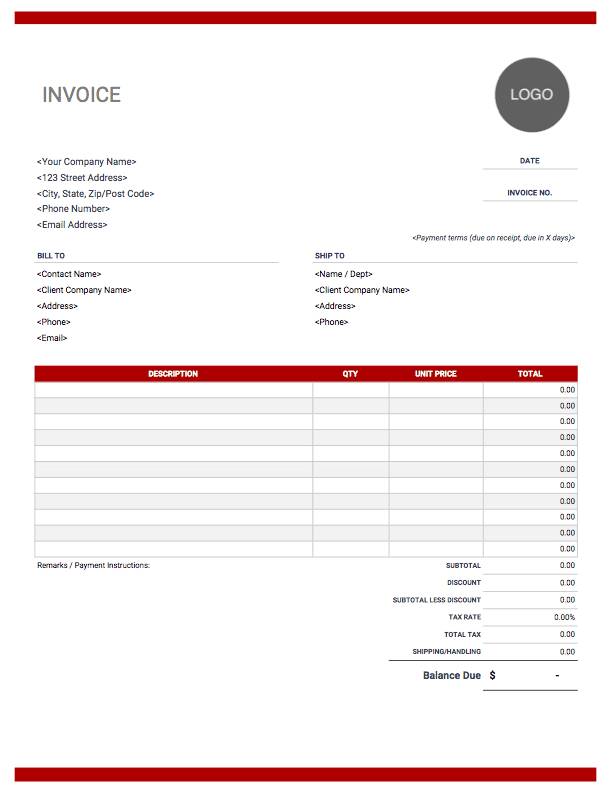 Sample Invoices for Services - Word Document Invoice Template Free