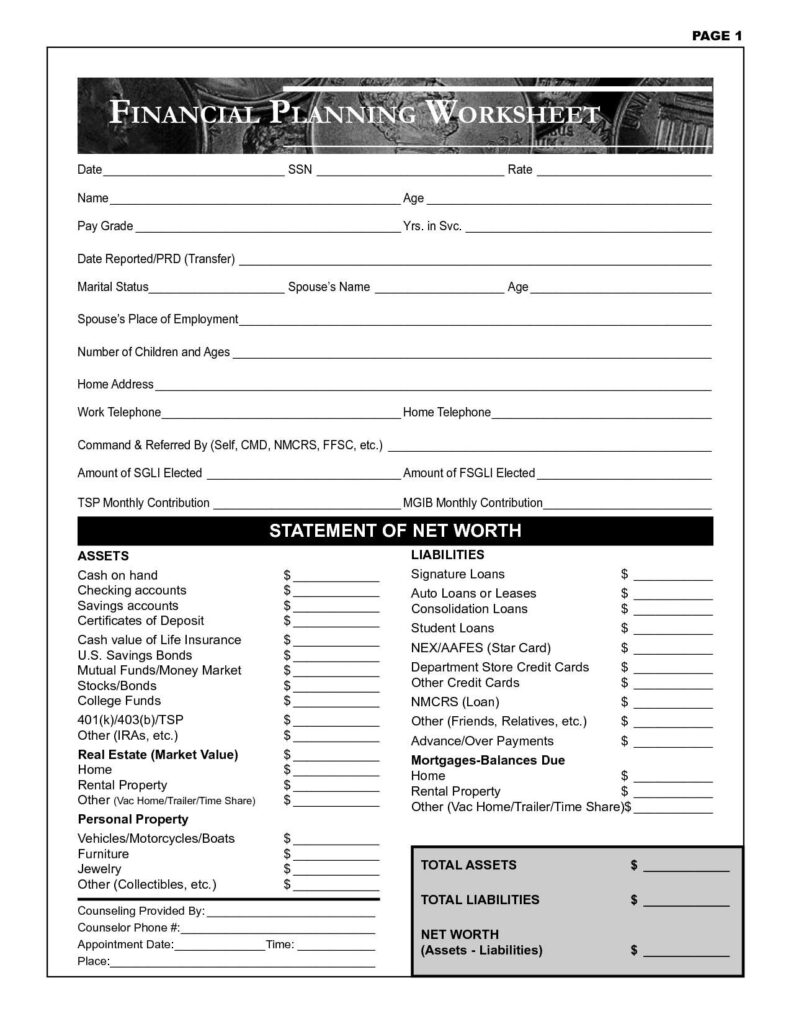 Simple Personal Budget Templates, Personal Financial Planning Worksheets