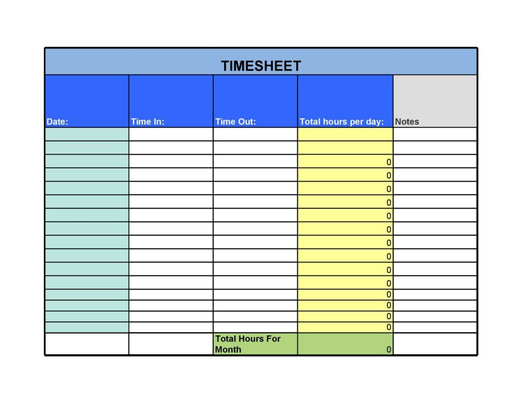 sample time card for employees and excel employee timesheet template